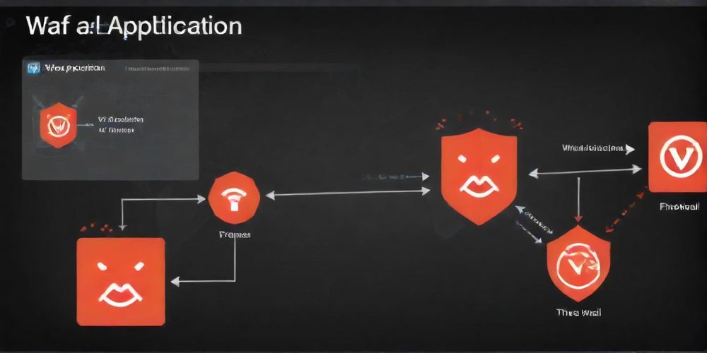 An illustrative diagram showing how a web application firewall (WAF) protects a WordPress site, with clear lines and arrows indicating the flow of traffic and blocked threats.