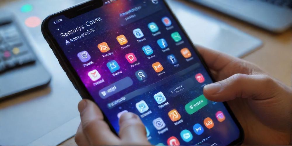 A pair of hands holding a smartphone showing a two-factor authentication app with a security code displayed, symbolizing the process of securing online accounts.