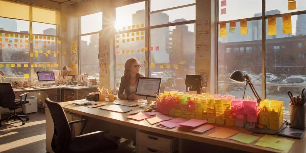 An inspirational image of a young entrepreneur working passionately on their startup, showcasing determination, creativity, and a future-oriented mindset in a modern workspace.