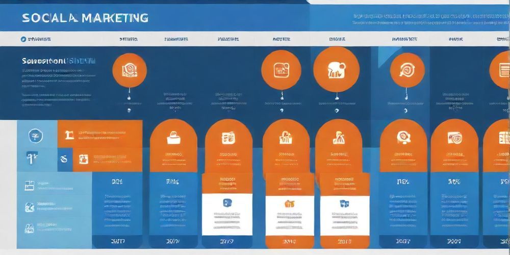 An infographic illustrating the process of effective social media marketing, including planning, execution, analysis, and optimization steps, all presented in a visually engaging manner.