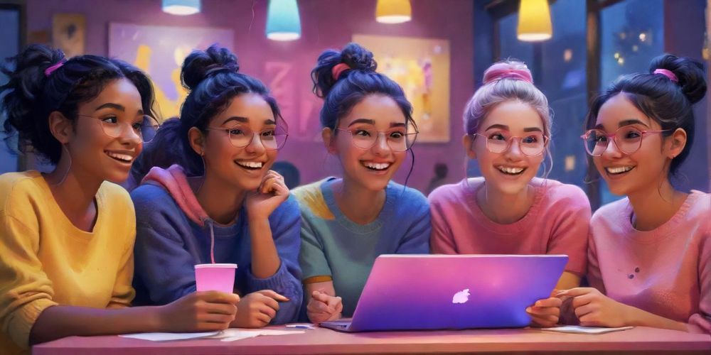 An engaging illustration of people taking an interactive quiz online, showcasing their excitement and engagement, with a colorful interface displaying different quiz options.