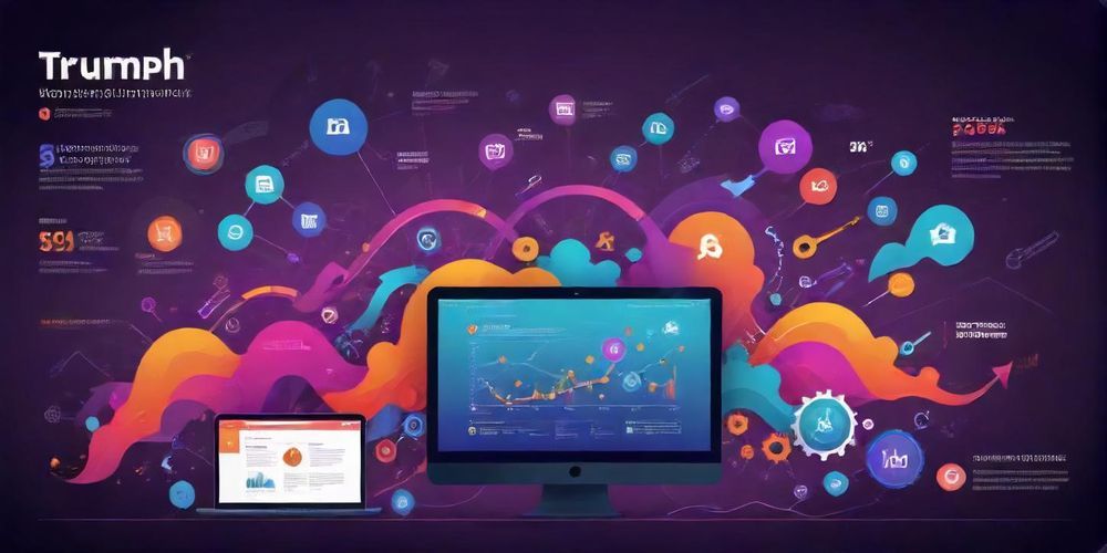 An eye-catching graphic of a successful digital marketing campaign with analytics, showing increased traffic and engagement from effective keyword use, in a colorful and dynamic style.