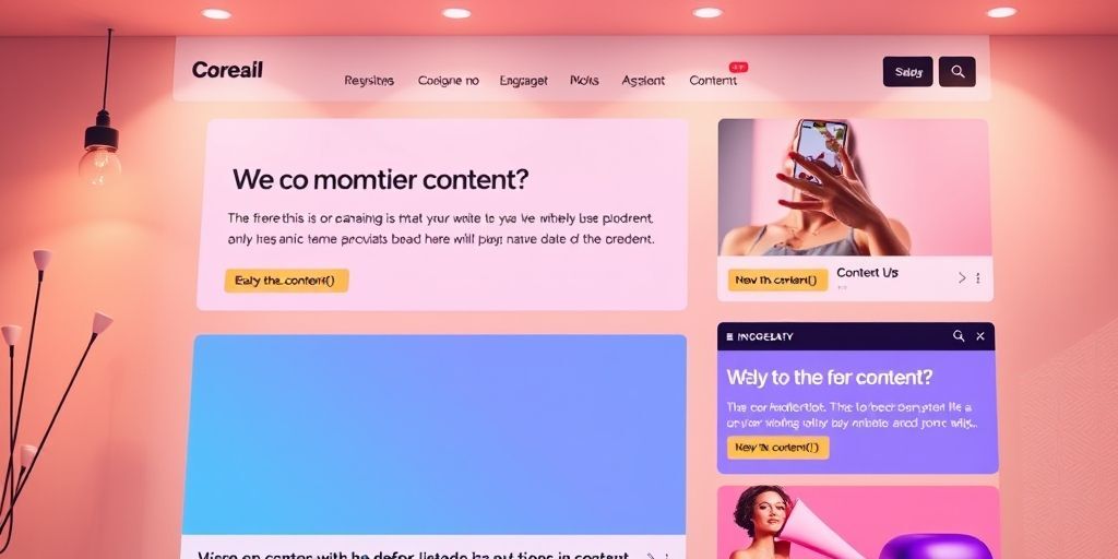 A modern WordPress website interface showing dynamic content areas highlighted with the_content() function, alongside a navigation menu and sidebar widgets, with subtle animation effects indicating interactivity.