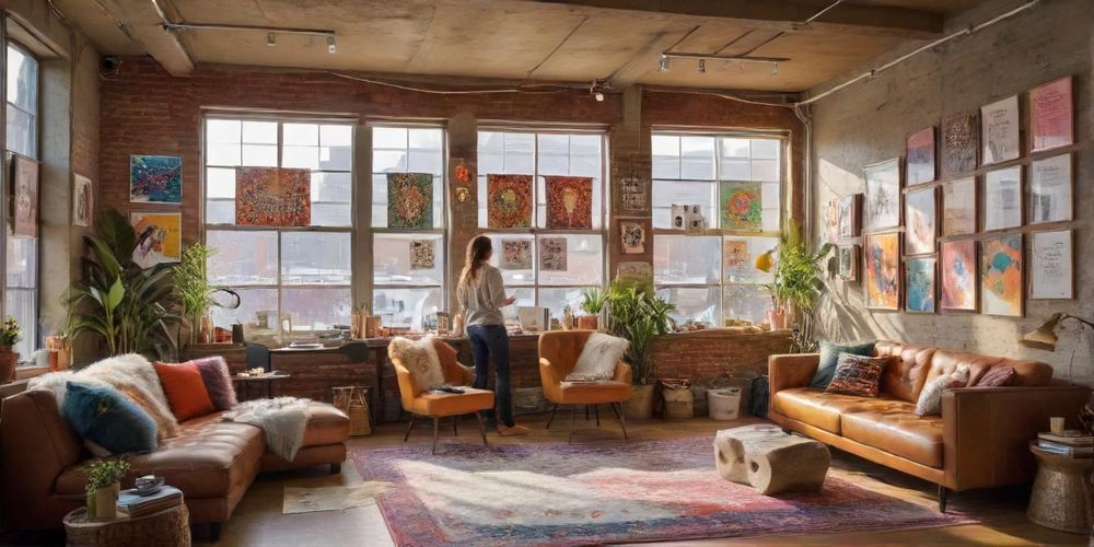 A creative workspace with influencers collaborating on content creation, illustrating the importance of teamwork and brainstorming in marketing strategies.