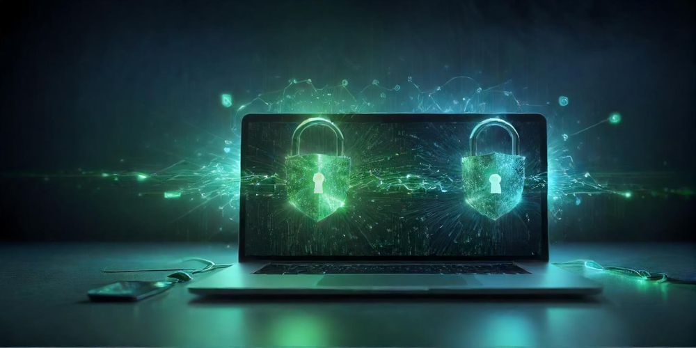 A visual representation of HTTPS in action, showing secure data transfer over the internet, with locks, green indicators, and a modern website design.
