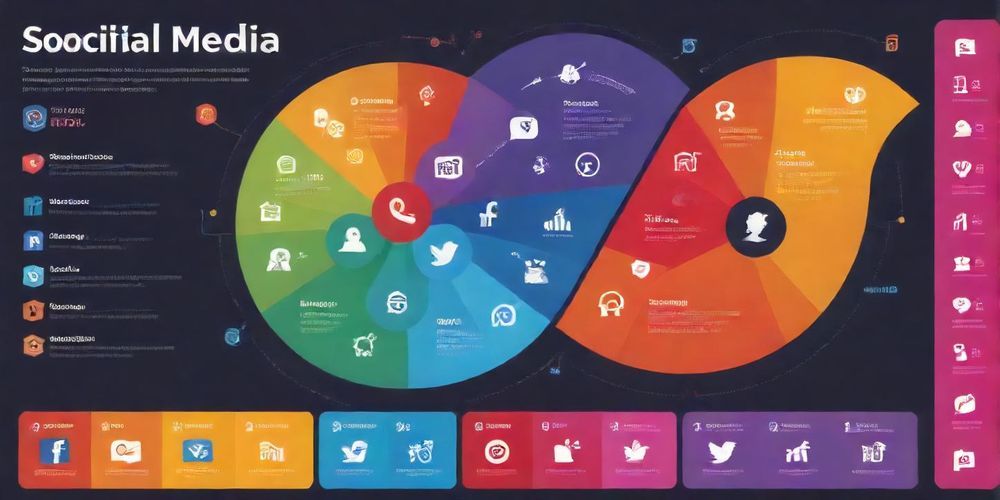 An infographic illustrating key social media strategies for startups, featuring icons representing content creation, audience engagement, and analytics to optimize online presence and growth.