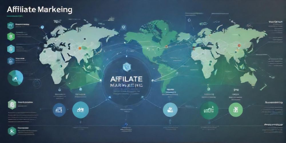 An illustrative infographic showing the flow of affiliate marketing, depicting key elements like revenue sharing, customer engagement, and a growing sales graph that captures attention effectively.