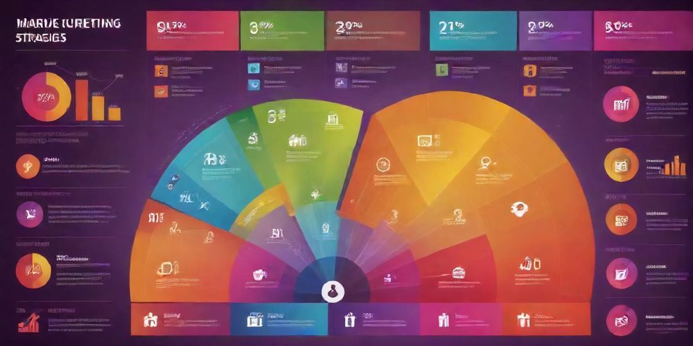 A vibrant digital marketing infographic depicting niche marketing strategies, showcasing targeted customer engagement techniques and statistics related to effective audience attraction.