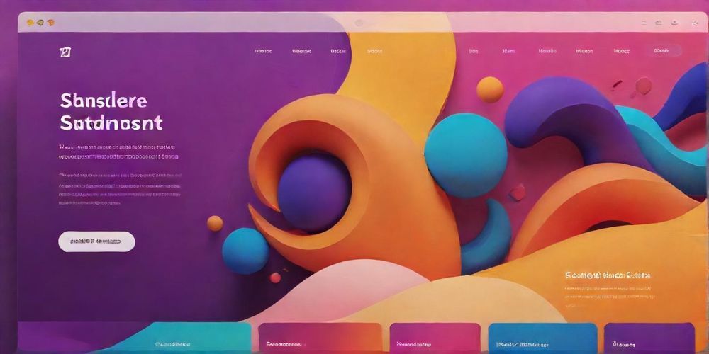 A beautifully designed website interface illustrating optimized content generated by AI, with vibrant colors and engaging graphics.