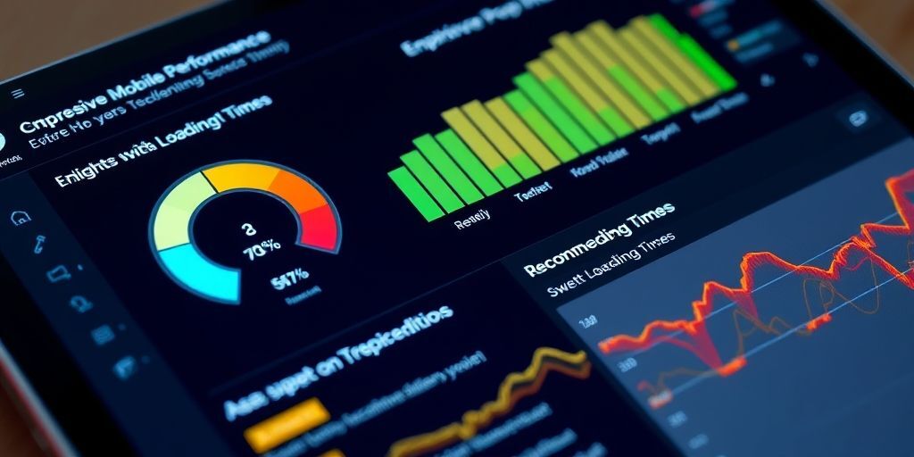 A detailed view of a GTmetrix mobile performance report showing high scores and fast loading times with specific recommendations highlighted.