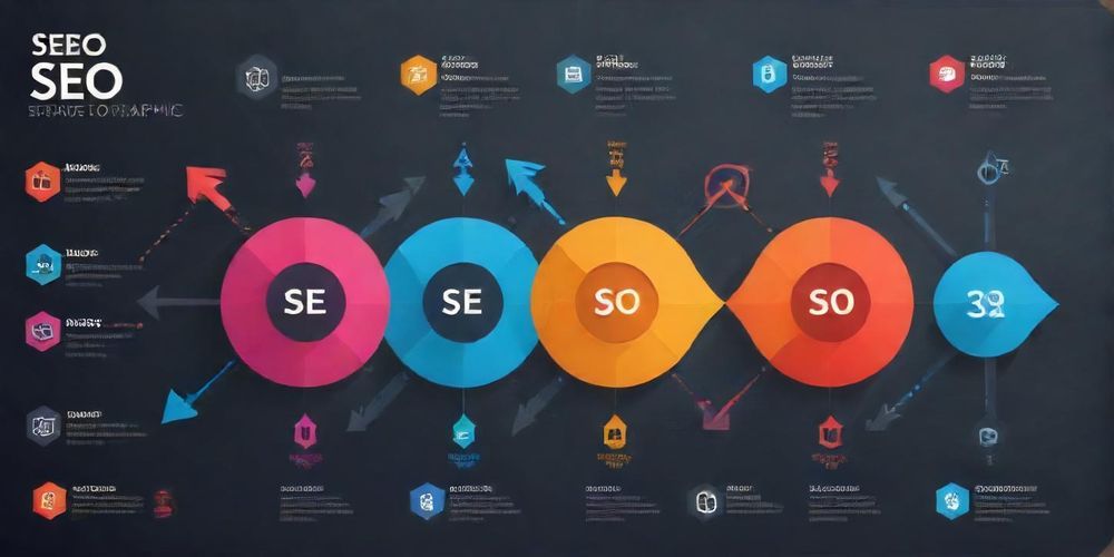 A visually appealing infographic illustrating SEO concepts and benefits for startups, featuring colorful graphics and clear visual hierarchy.
