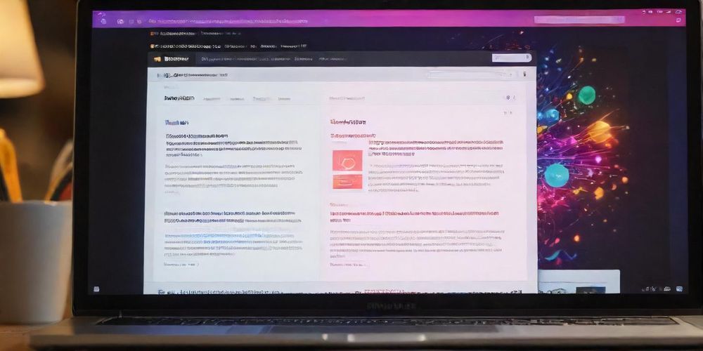 A close-up of a laptop screen showing a vibrant blog post with well-structured content, engaging visuals, and optimized SEO elements, reflecting a successful writing process.