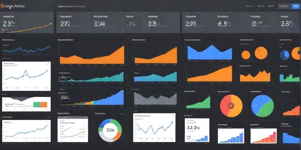 Infographic showing a series of charts and graphs from Google Analytics data, emphasizing user trends and website performance metrics.