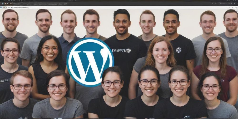 A group of people collaborating on WordPress from diverse locations, showcasing teamwork and accessibility through user roles.