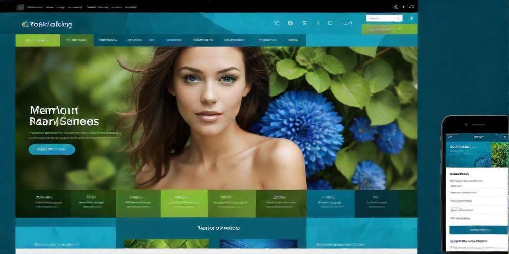 An eye-catching, modern website layout showcasing effective online marketing strategies, with user-friendly navigation and engaging visuals that captivate visitors.
