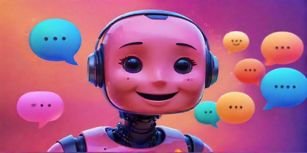 A friendly AI chatbot interface, engaging with users through questions and answers, enhancing customer support experience on a website.