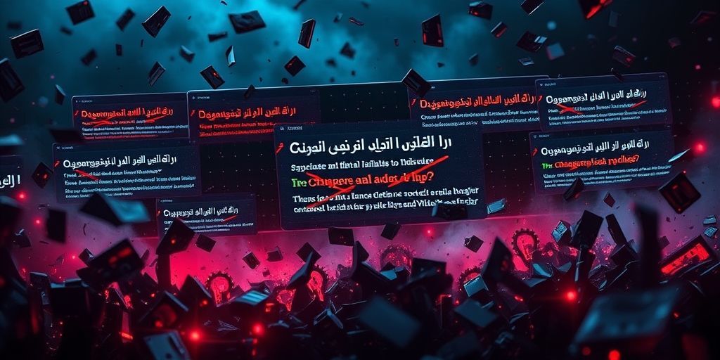 A dramatic visual of a website crashing with Persian error messages, surrounded by crossed-out plugin icons, symbolizing installation mistakes.