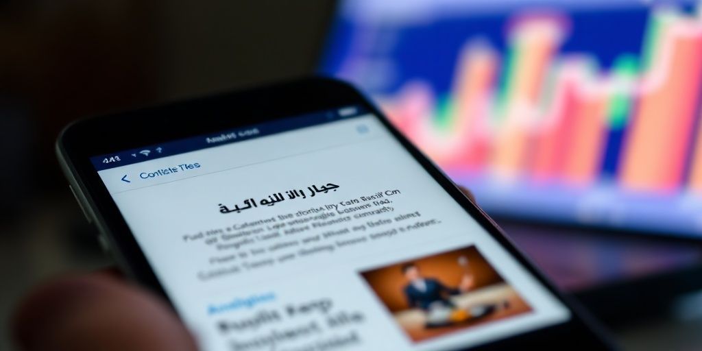 A vibrant close-up of a smartphone showing a Persian website page, responsive layout, highlighted SEO tags, analytics in background, bright studio lighting, modern aesthetic